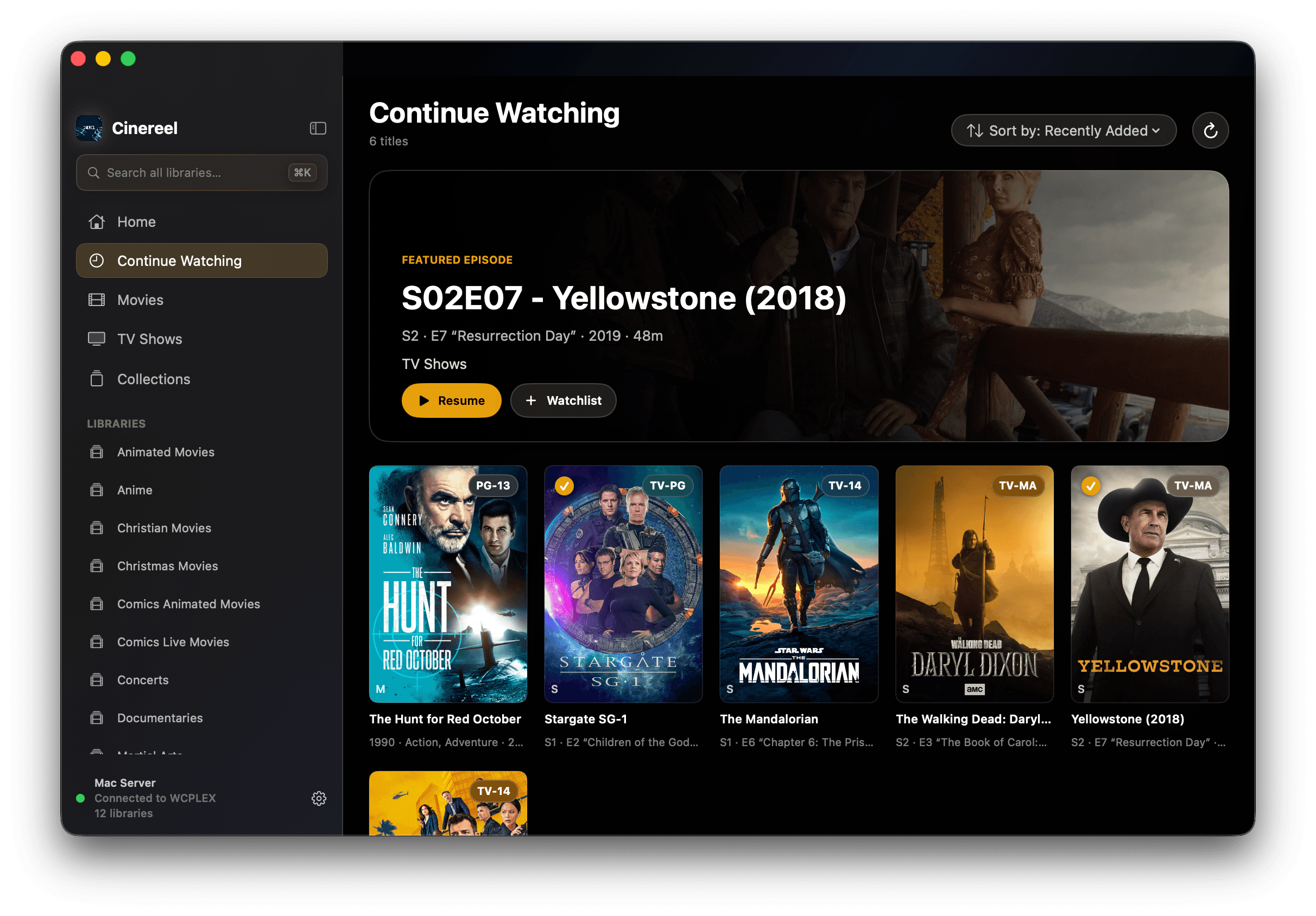 CineReel library view on Mac